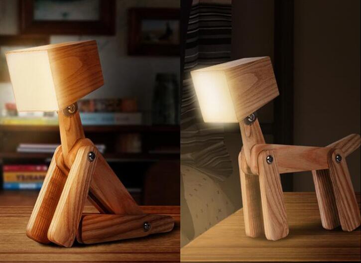 Wooden Puppy Lamp