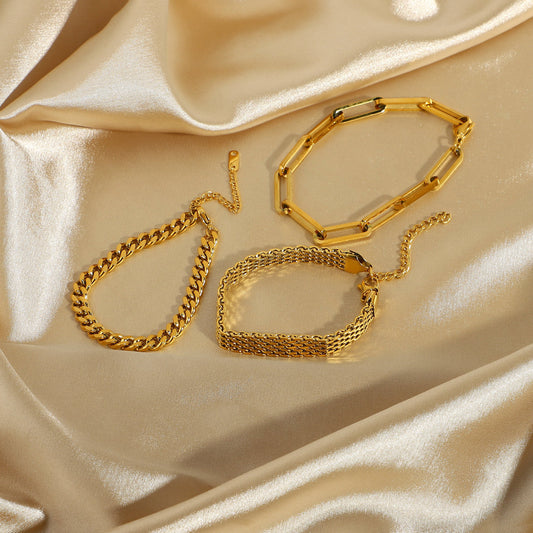 Vintage Mesh Strap Gold Plated Wide Bracelet