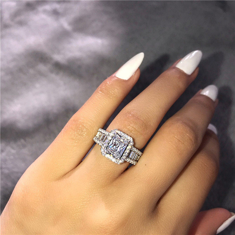 Thick Band White Sapphire Ring