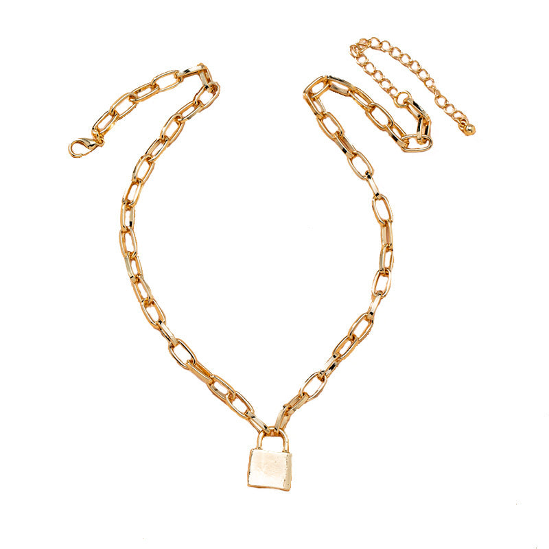 Lock Charm Chunky Chain Necklace