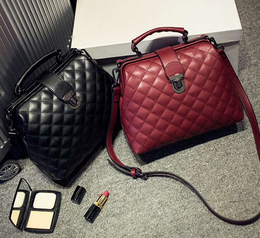 Retro Quilted Bag with Top Handle