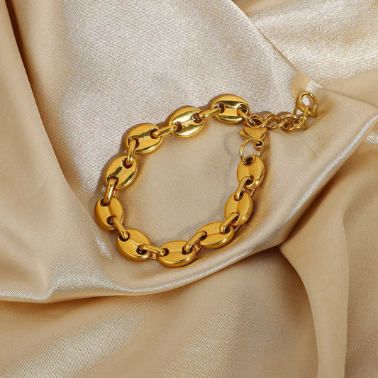 Gold Plated Coffee Bean Chain Bracelet