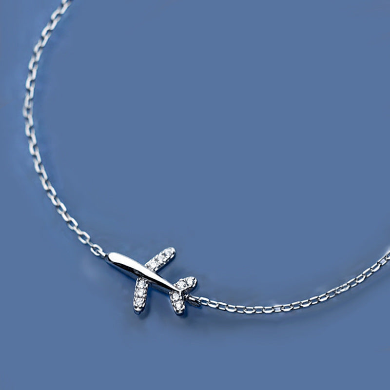 White Gold Airplane Bracelet