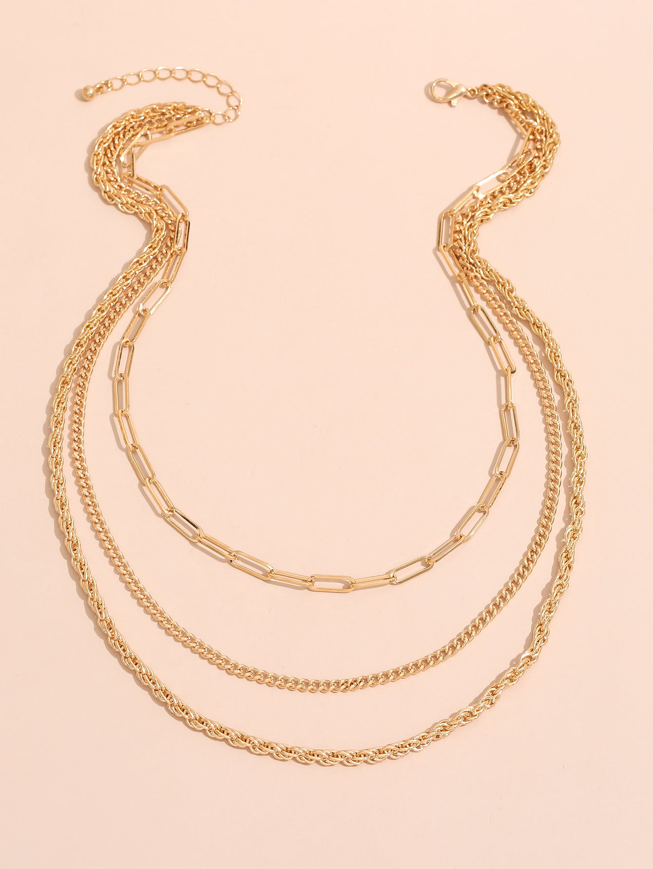 Three Type Layered Chain Necklace