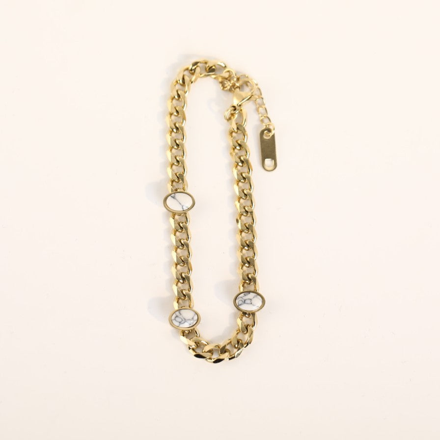 Oval Turquoise Cuban Chain Bracelet