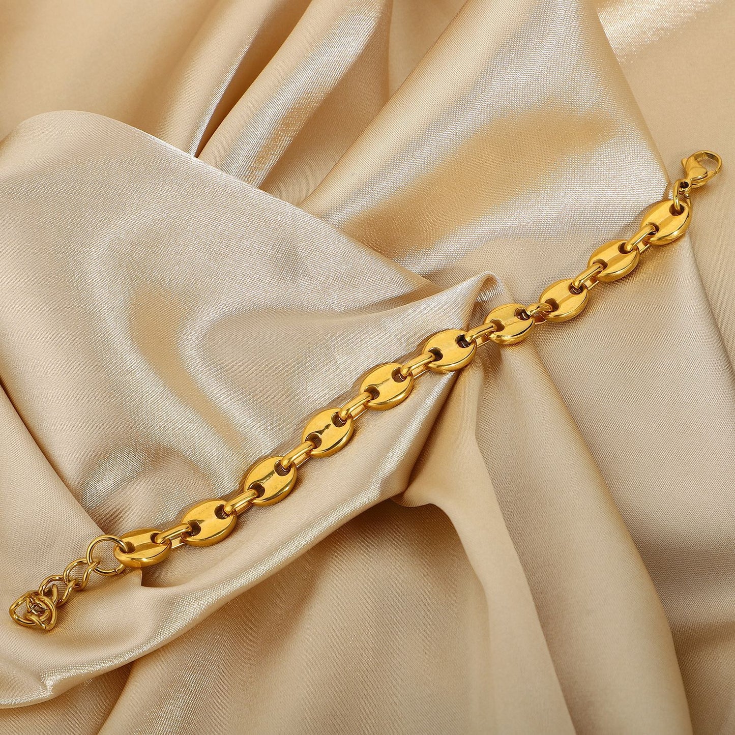 Gold Plated Coffee Bean Chain Bracelet