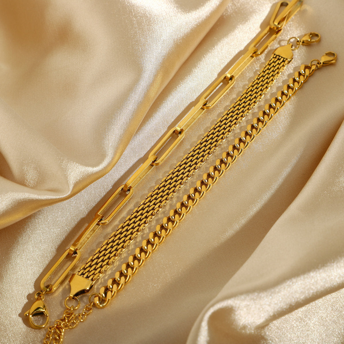 Vintage Mesh Strap Gold Plated Wide Bracelet